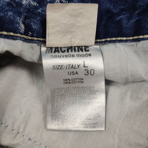 Machine pour neuf mode womens distressed booty mini acid wash denim retro sz 30 - Picture 3 of 6
